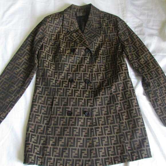 Rare FENDI Vintage Zucca Canvas dress-y trench/coat/jacket IT 42,US 2-6,XS-S - Picture 6 of 11